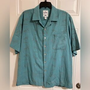 Guy Harvey AFTCO Bluewater Hawaiian‎ Shirt Mens M Button Up Sail Fish Palm Tree